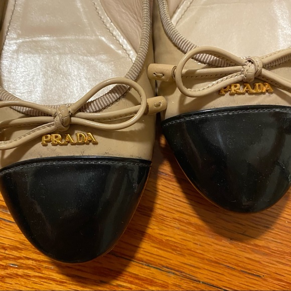 Prada Patent Leather Cap Toe Ballet Flats - Picture 3 of 5